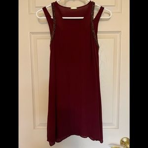 Rebecca Minkoff 100% Silk Mini Dress, Maroon, Size 0, Pre-Owned